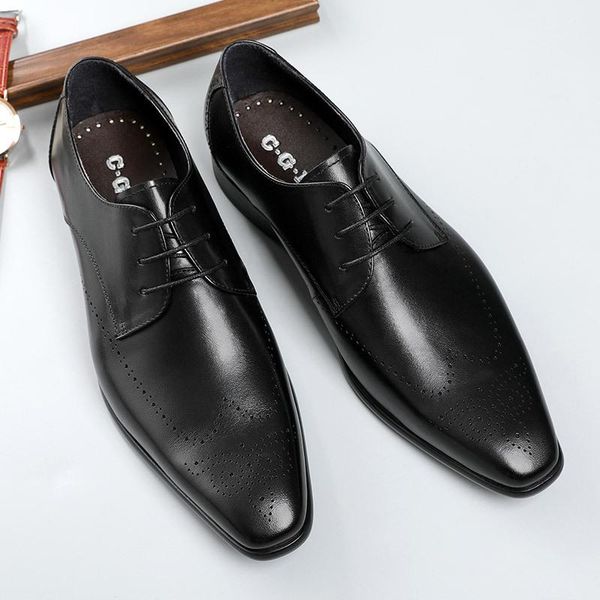 men's leather shoes business formal wear leather shoes cowhide wedding zapatos genuine oxfords men's large size, Black
men's leather shoes business formal wear leather shoes cowhide wedding zapatos genuine oxfords men's large size, Black