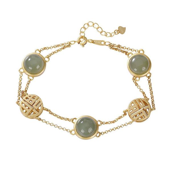 elegant s925 pure silver gold-plated hetian jade antique creative versatile auspicious lucky character lady temperament bracelet, Black
elegant s925 pure silver gold-plated hetian jade antique creative versatile auspicious lucky character lady temperament bracelet, Black