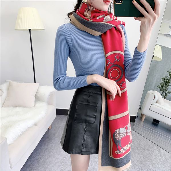 new womens cashmere blend autumn and winter designer shawl luxury scarves, Blue;gray
new womens cashmere blend autumn and winter designer shawl luxury scarves, Blue;gray