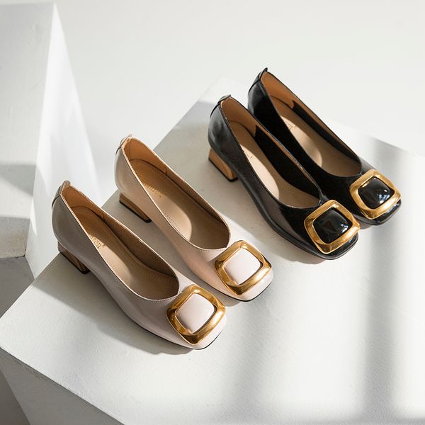 2020 med female spring square-heeled metal pumps boat heel down women's shoes size43 beige soft leather odg1, Black
2020 med female spring square-heeled metal pumps boat heel down women's shoes size43 beige soft leather odg1, Black