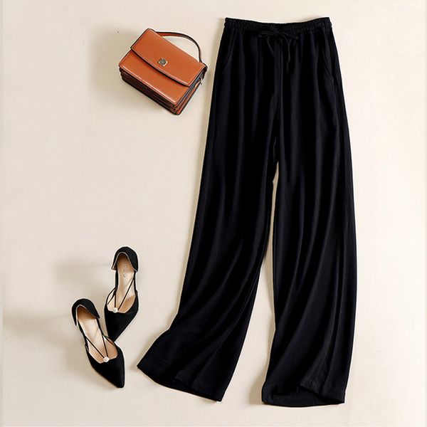 2021 new summer stright cotton and linen material casual lace-up waist women long pants female trousers outwear h2he, Black;white
2021 new summer stright cotton and linen material casual lace-up waist women long pants female trousers outwear h2he, Black;white