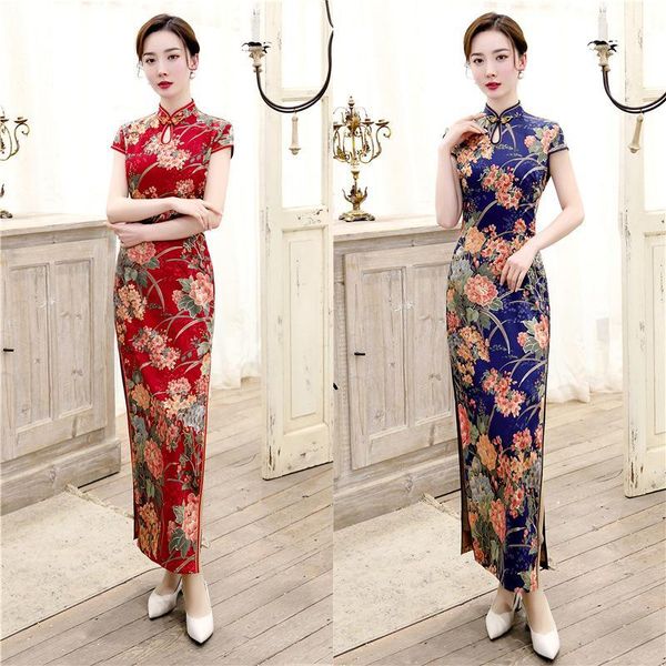 traditional chinese dress women cheongsam vestido mandarin collar bronzing flower print qipao long evening party dress1, Red
traditional chinese dress women cheongsam vestido mandarin collar bronzing flower print qipao long evening party dress1, Red