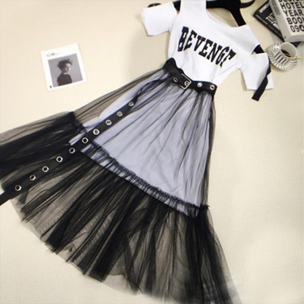 summer 2020 new womens letter print strapless long t shirt mesh see through skirt 2 piece sets fashion belt skirts suits, Gray
summer 2020 new womens letter print strapless long t shirt mesh see through skirt 2 piece sets fashion belt skirts suits, Gray