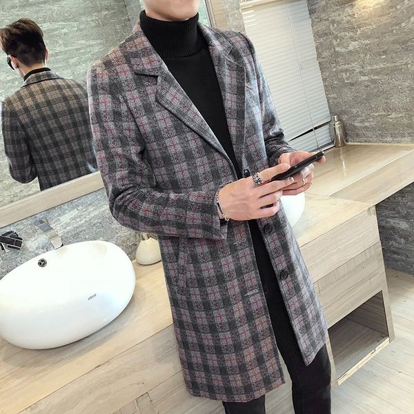 autumn 2019 men's slim plaid windbreaker youth korean striped medium length tweed jacket winter, Tan;black
autumn 2019 men's slim plaid windbreaker youth korean striped medium length tweed jacket winter, Tan;black