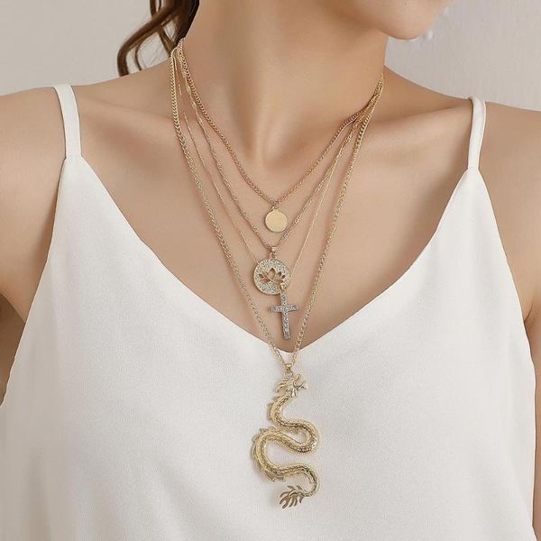 chokers personality multi layer crystal cross dragon pendant necklace for women 2021 trendy punk long chain statement jewelry, Golden;silver
chokers personality multi layer crystal cross dragon pendant necklace for women 2021 trendy punk long chain statement jewelry, Golden;silver