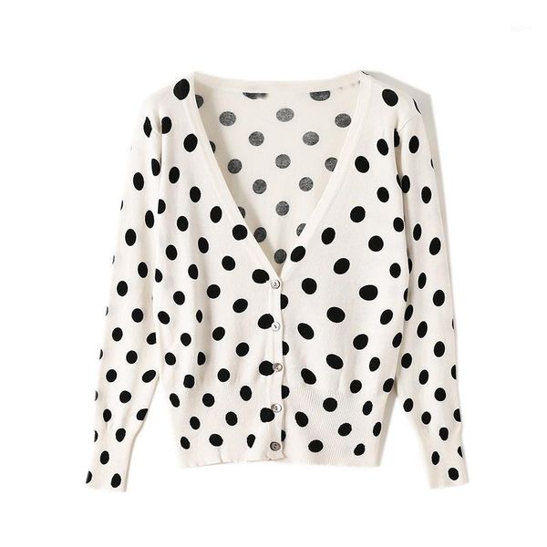 2020 autumn and summer dots printed knitted cardigan women long sleeve slim short v-neck sweater modis black white 1
2020 autumn and summer dots printed knitted cardigan women long sleeve slim short v-neck sweater modis black white 1