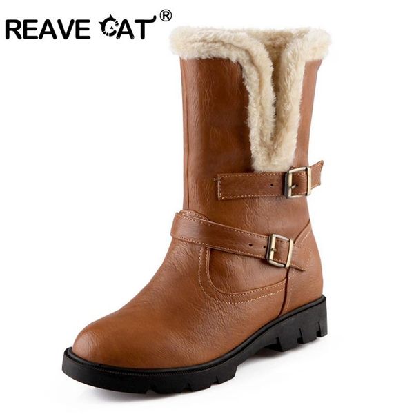 reave cat large size 34-43 mid calf boots round toe med heels platform women boots leather shoes woman winter snow a1016, Black
reave cat large size 34-43 mid calf boots round toe med heels platform women boots leather shoes woman winter snow a1016, Black