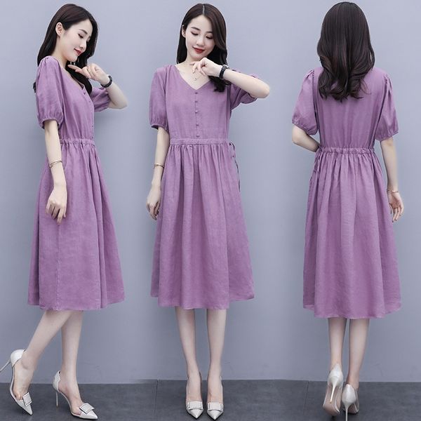ib3y1 dresscotton and year new women's summer temperament belly-covering slimming casual cotton thin dress summer and linen dresslinen, Gray
ib3y1 dresscotton and year new women's summer temperament belly-covering slimming casual cotton thin dress summer and linen dresslinen, Gray