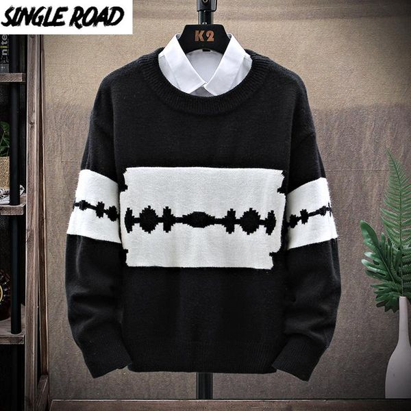 singleroad mens knitted sweater men 2020 winter patchwork sweaters pullover jumper harajuku korean causal black sweater men, White;black
singleroad mens knitted sweater men 2020 winter patchwork sweaters pullover jumper harajuku korean causal black sweater men, White;black