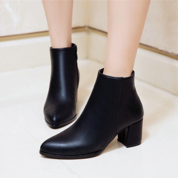 white black women comfy square high heel ankle fashion pointed toe zipper boots autumn winter ladies shoes y200115
white black women comfy square high heel ankle fashion pointed toe zipper boots autumn winter ladies shoes y200115