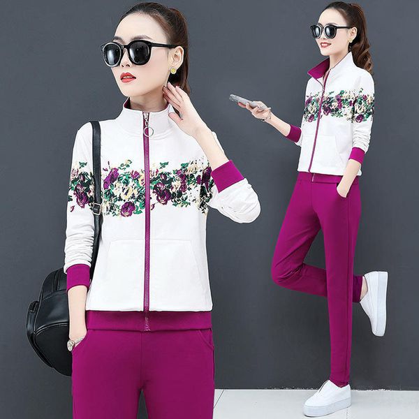 spring female autumn sport suit flower printed jacket women's casual sweatshirt plus size sports clothes two sets gvl2, White
spring female autumn sport suit flower printed jacket women's casual sweatshirt plus size sports clothes two sets gvl2, White