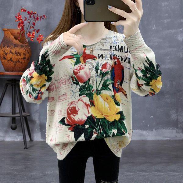 fashion vintage floral pullovers sueter mujer spring autumn loose long-sleeved casual knitted sweater casual pull, White;black
fashion vintage floral pullovers sueter mujer spring autumn loose long-sleeved casual knitted sweater casual pull, White;black