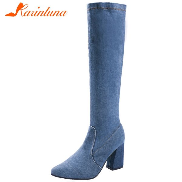 boots karin fashion ladies denim knee high heels zip round toe thick women 2021 autumn slim shoes woman, Black
boots karin fashion ladies denim knee high heels zip round toe thick women 2021 autumn slim shoes woman, Black
