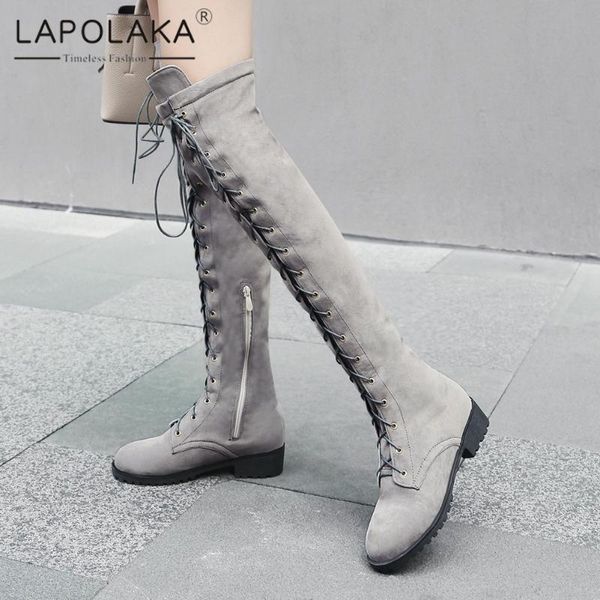 boots lapolaka brand chunky heels cross tied over the knee women shoes comfortable cusual lady, Black
boots lapolaka brand chunky heels cross tied over the knee women shoes comfortable cusual lady, Black