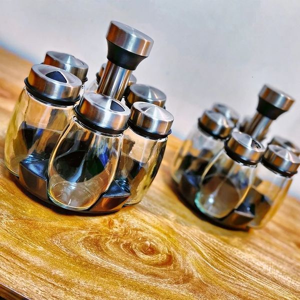 ajin's independent single process seven in one rotary kitchen storage glass set bottle and seasoning pot
ajin's independent single process seven in one rotary kitchen storage glass set bottle and seasoning pot