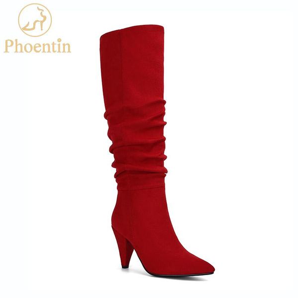 phoentin 2020 autumn mid calf flock boots women pleated pointed toe spike high heels 9cm red female shoes ft711, Black
phoentin 2020 autumn mid calf flock boots women pleated pointed toe spike high heels 9cm red female shoes ft711, Black
