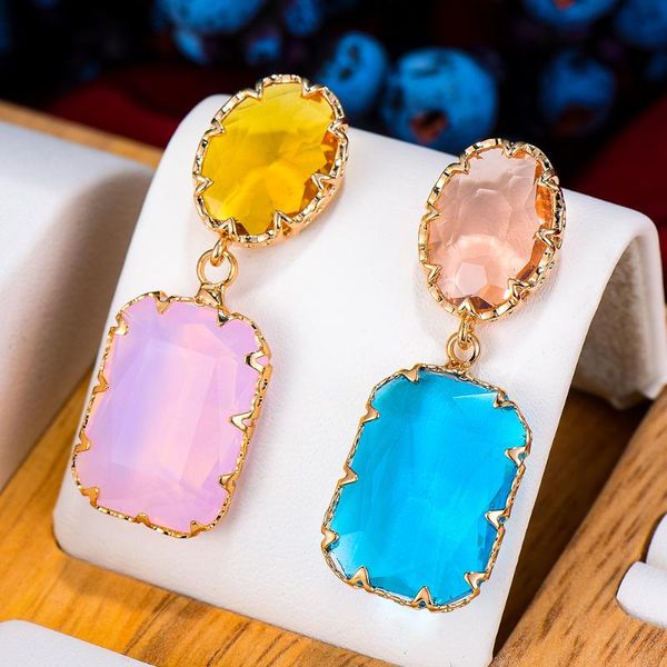 dangle & chandelier godki charms luxury mismatch square earring for women full mirco zircon cz crystal dubai bridal fashion jewelry, Silver 
dangle & chandelier godki charms luxury mismatch square earring for women full mirco zircon cz crystal dubai bridal fashion jewelry, Silver