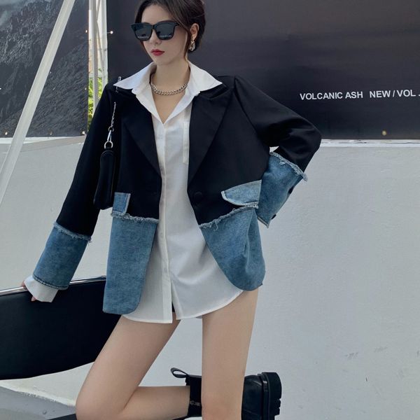2021 new female spring new korean autumn denim stitching retro loose plaid fashion personality jacket y170 wl2k, Black
2021 new female spring new korean autumn denim stitching retro loose plaid fashion personality jacket y170 wl2k, Black