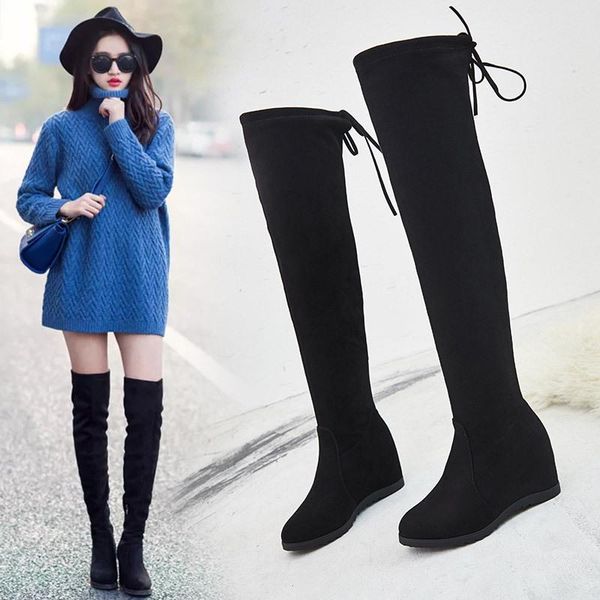 platform fashion solid over-the-knee women boots casual slip-on low square heel long boots flock round toe winter shoes, Black
platform fashion solid over-the-knee women boots casual slip-on low square heel long boots flock round toe winter shoes, Black