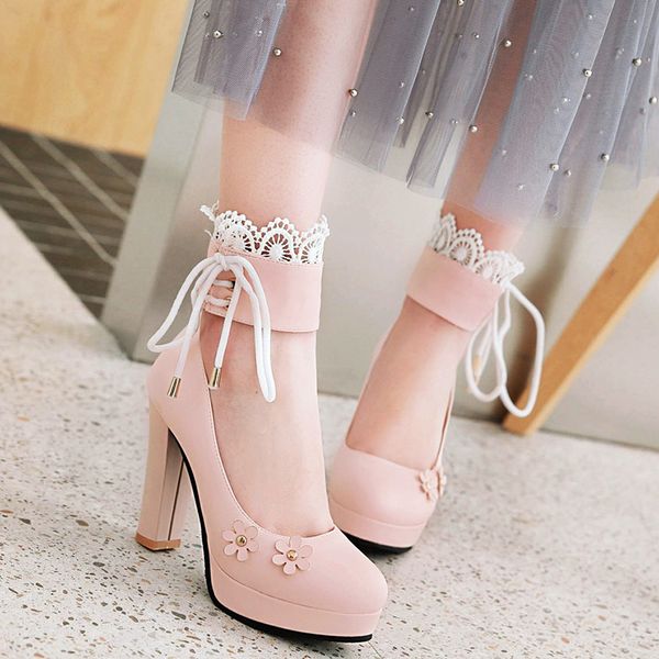 rimocy plus size 43 lace ankle strap pink leather princess shoes woman lovely thick square super high heels platform pumps lj200928, Black
rimocy plus size 43 lace ankle strap pink leather princess shoes woman lovely thick square super high heels platform pumps lj200928, Black