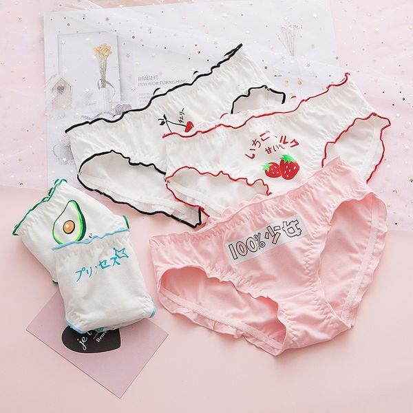 cute japanese women's panties cartoon strawberry pattern ruffles underwear kawaii soft breathable cotton briefs for girls, Black;pink
cute japanese women's panties cartoon strawberry pattern ruffles underwear kawaii soft breathable cotton briefs for girls, Black;pink