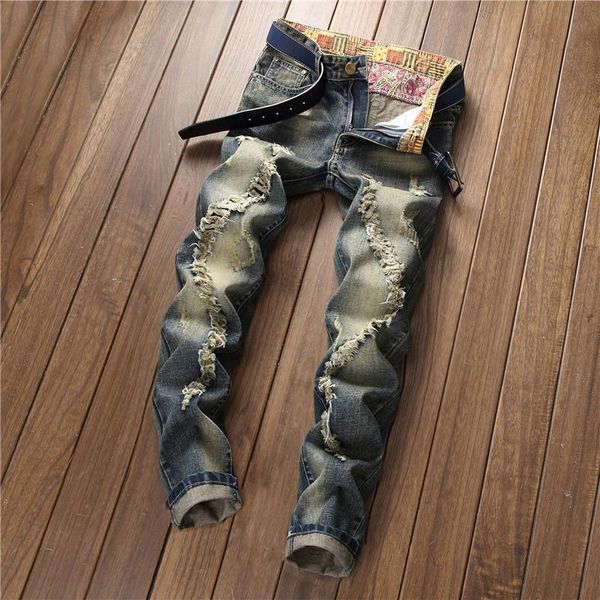 men's jeans men self-cultivation denim straight retro old personality begging trendy pants autumn spring large size, Blue
men's jeans men self-cultivation denim straight retro old personality begging trendy pants autumn spring large size, Blue