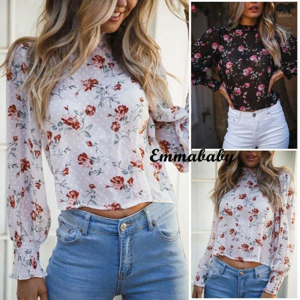 women's blouses & shirts fashion women's blouse perspective see through long sleeve floral crop tee /by1, White
women's blouses & shirts fashion women's blouse perspective see through long sleeve floral crop tee /by1, White