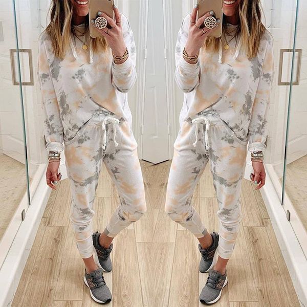 hooded long-sleeved pullover sports print pattern ladies suit casual home commuting comfortable soft two-piece suit, Gray
hooded long-sleeved pullover sports print pattern ladies suit casual home commuting comfortable soft two-piece suit, Gray