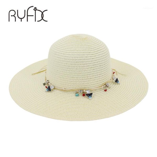 wide brim hats summer 2021 sunblock hat beach flat edge holiday straw with ha701, Blue;gray