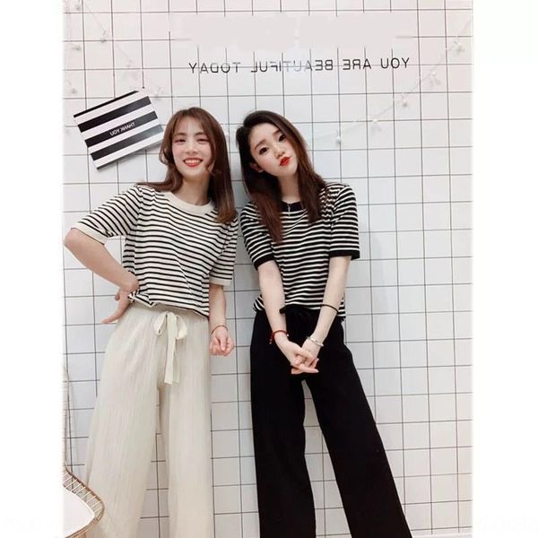 2020 summer new korean striped pants pantswide leg pantsknitted round neck short sleeve high waist wide leg pants casual two piece s, White;black
2020 summer new korean striped pants pantswide leg pantsknitted round neck short sleeve high waist wide leg pants casual two piece s, White;black