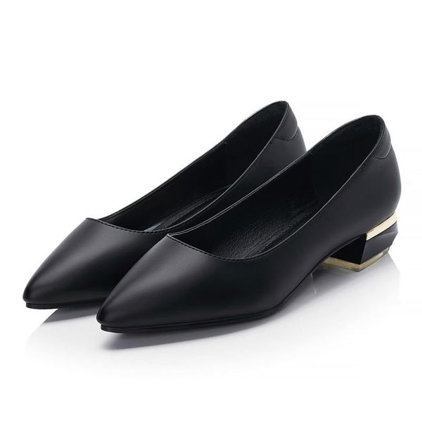 dress shoes ladies low heel single pointed high heels leather toe professional work, Black
dress shoes ladies low heel single pointed high heels leather toe professional work, Black
