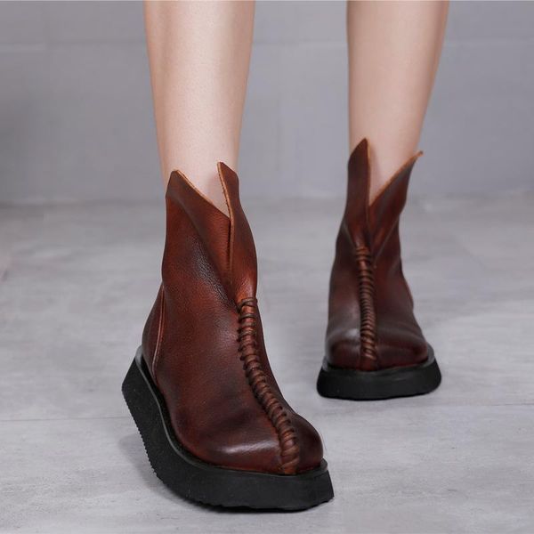2020winter new thick bottom boots women's genuine leather retro polished color boots round toe cool single-layer, Black
2020winter new thick bottom boots women's genuine leather retro polished color boots round toe cool single-layer, Black