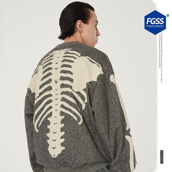 male fgss2021 autumn/winter skeleton bone print round neck loose pullover sweater, Black
male fgss2021 autumn/winter skeleton bone print round neck loose pullover sweater, Black