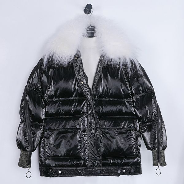 2021 new lambswool collar white duck down female jacket winter loose black silver bright surface 7v44
2021 new lambswool collar white duck down female jacket winter loose black silver bright surface 7v44