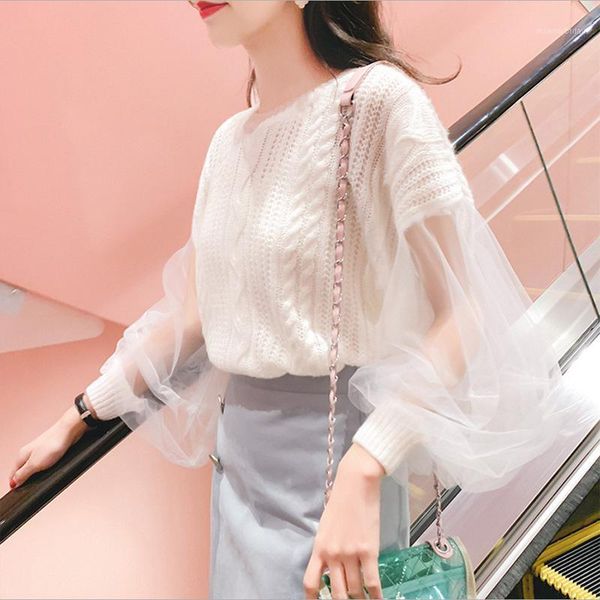 lace stitching openwork sweater women 2020 spring new loose womens sweaters1, White;black
lace stitching openwork sweater women 2020 spring new loose womens sweaters1, White;black