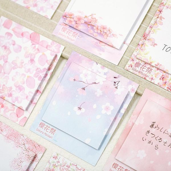 

32 pcs/lot cherry sakura creative flower memo pad n times sticky notes escolar papelaria school supply bookmark label1