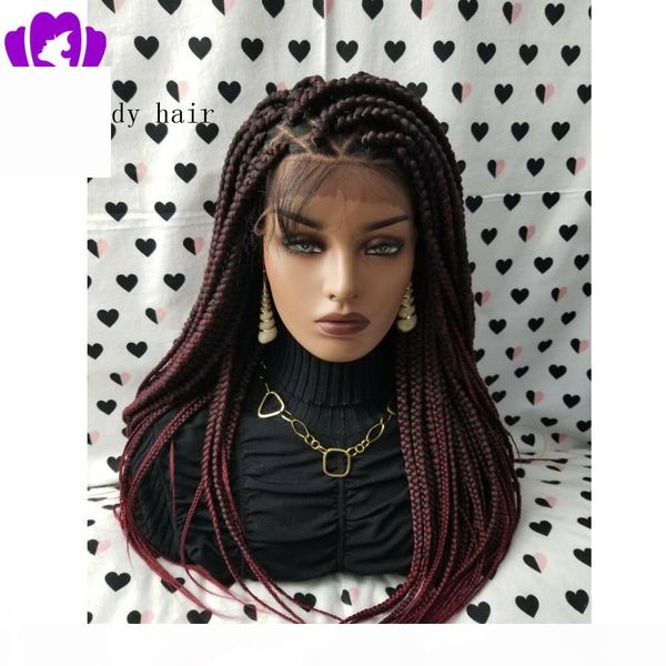 part dark roots ombre burgundy red box braids wig brazilian full lace front wig jumbo braids synthetic wig baby hair heat resistant, Black
part dark roots ombre burgundy red box braids wig brazilian full lace front wig jumbo braids synthetic wig baby hair heat resistant, Black