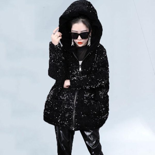2021 winter new fashion wild black hooded long-sleeved sequin cotton coat women drawstring loose women cotton jacket tide 295
2021 winter new fashion wild black hooded long-sleeved sequin cotton coat women drawstring loose women cotton jacket tide 295