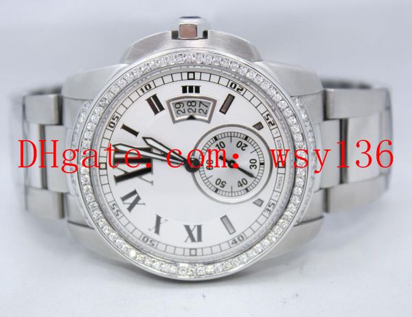 calibre de 42mm white dial mens automatic machinery watch w7100016 stainless steel diamond bezel men's wrist watches, Slivery;brown
calibre de 42mm white dial mens automatic machinery watch w7100016 stainless steel diamond bezel men's wrist watches, Slivery;brown