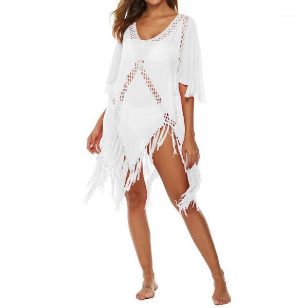 long tassels summer bikini cover up transparent beach dress lace women short sleeve hollow out covers ups thin beachwear1, White
long tassels summer bikini cover up transparent beach dress lace women short sleeve hollow out covers ups thin beachwear1, White