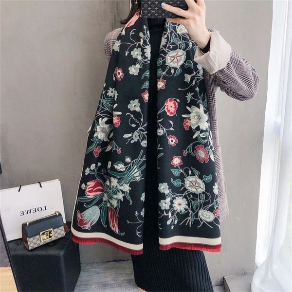 thick women winter scarf warm cashmere shawls elegant floral print lady pashmina wraps foulard bandana scarves design y201007, Blue;gray
thick women winter scarf warm cashmere shawls elegant floral print lady pashmina wraps foulard bandana scarves design y201007, Blue;gray