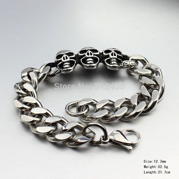 shinpping 316l stainless steel mens biker skull link bracelet chain husband fashion gift 8.66'' 13mm, Black
shinpping 316l stainless steel mens biker skull link bracelet chain husband fashion gift 8.66'' 13mm, Black