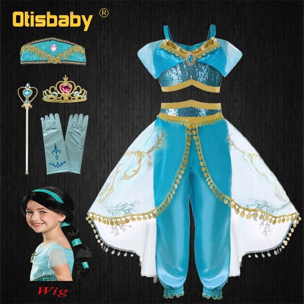 new year fancy girls princess jasmine costume halloween christmas jasmine aladdin shoulderless pants clothing set kids y200325, White 
new year fancy girls princess jasmine costume halloween christmas jasmine aladdin shoulderless pants clothing set kids y200325, White