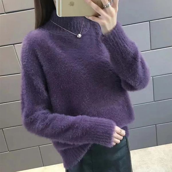 2021 new autumn winter korea feminine fashion turtleneck high long sleeve mock mink cashmere sweater mesh usy7, White;black
2021 new autumn winter korea feminine fashion turtleneck high long sleeve mock mink cashmere sweater mesh usy7, White;black