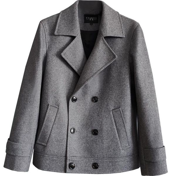 men's wool & blends design double-breasted woolen jacket coat autumn and winter lapel handsome overcoat short s-3xl, Black
men's wool & blends design double-breasted woolen jacket coat autumn and winter lapel handsome overcoat short s-3xl, Black
