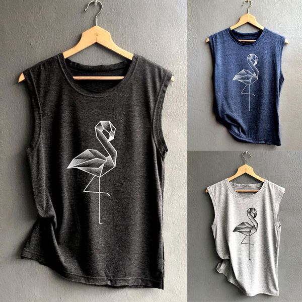 women sleeveless geometric swan print t shirt canotte donna casual loose tank comfortable summer female sports top, White
women sleeveless geometric swan print t shirt canotte donna casual loose tank comfortable summer female sports top, White