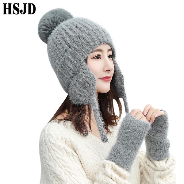 women cashmere ear protection knitted hats gloves 2 pieces set 2020 new plain winter warm knit snow caps hat female cap, Blue;gray
women cashmere ear protection knitted hats gloves 2 pieces set 2020 new plain winter warm knit snow caps hat female cap, Blue;gray