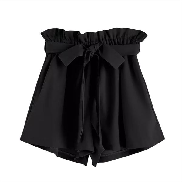 women solid classic shorts high elastic waist with string shorts women casual fit pocket spodenki damskie, White;black
women solid classic shorts high elastic waist with string shorts women casual fit pocket spodenki damskie, White;black