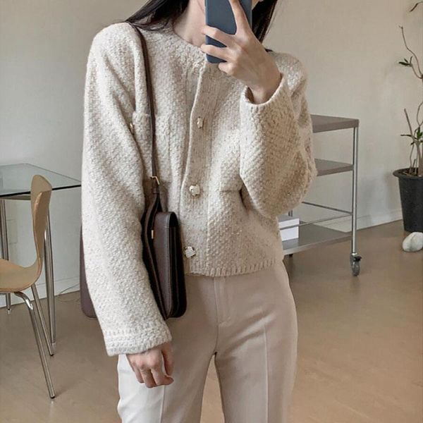 women's knits & tees women autumn o-neck double pockets sweaters short elegant chic button knitted cardigans solid color all-match jack, White
women's knits & tees women autumn o-neck double pockets sweaters short elegant chic button knitted cardigans solid color all-match jack, White