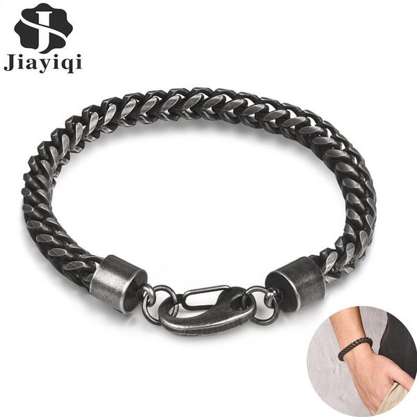 jiayiqi retro silver color chain bracelet for men's jewelry stainless steel miami cuban link chain punk hand accessories, Black
jiayiqi retro silver color chain bracelet for men's jewelry stainless steel miami cuban link chain punk hand accessories, Black